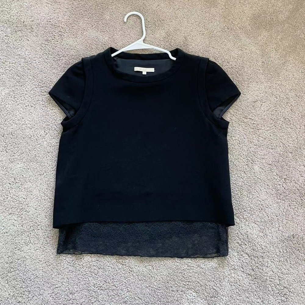Maje Black Hemline short sleeve top (Size 1)
